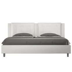 Lit coffre capitonné simili cuir blanc Annalisa 180x200>Ityhome Outlet