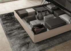 Ityhome Lit coffre capitonné simili cuir gris tourterelle Antea 180x200* Lit Double