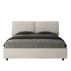 Lit coffre capitonné 160x200 Agata 1 tissu Mados blanc>Ityhome Hot
