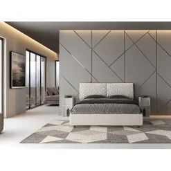 Lit coffre capitonné 160x200 Agata 1 tissu Mados blanc><noscript><img width=