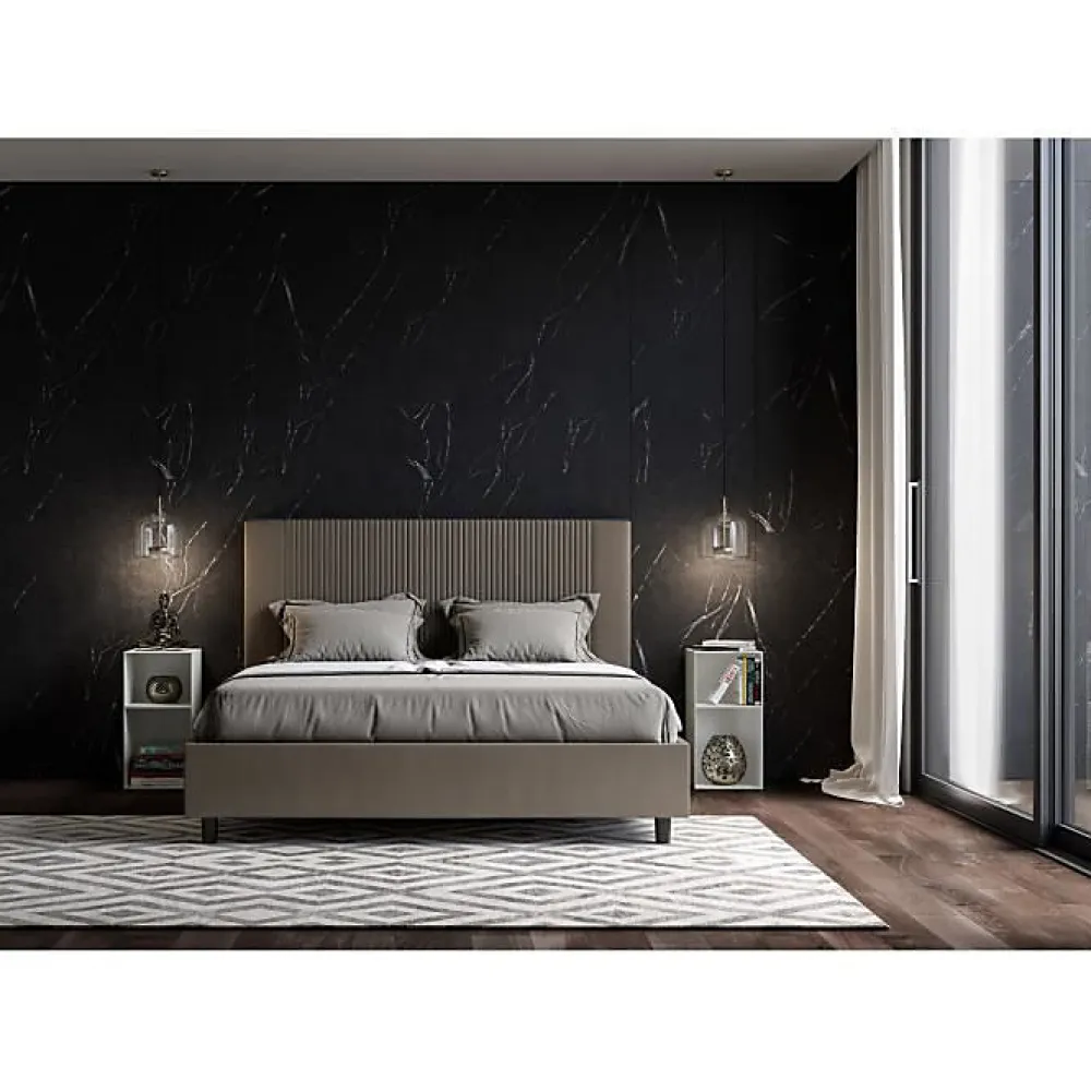 Lit coffre capitonné 160x200 Goya cappuccino simili cuir>Ityhome Outlet