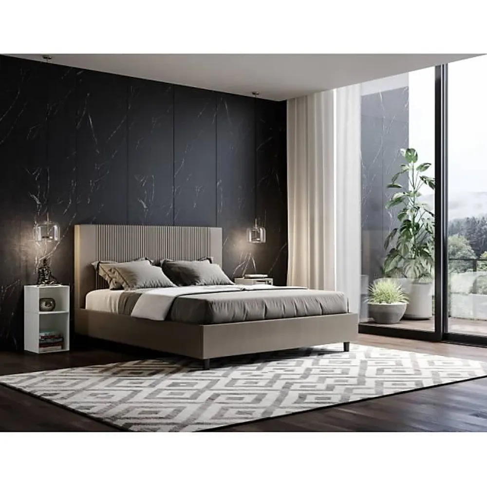 Lit coffre capitonné 160x200 Goya cappuccino simili cuir>Ityhome Outlet