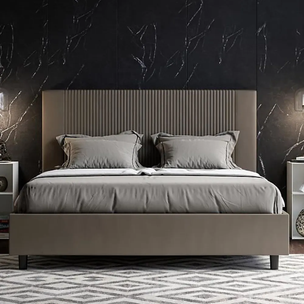 Lit coffre capitonné 160x200 Goya cappuccino simili cuir>Ityhome Outlet