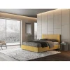 Ityhome Lit coffre capitonné 160x200 Labirinto 06 tissu Rosal jaune* Lit Coffre
