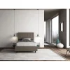 Ityhome Lit coffre capitonné 120x200 Sunny simili cuir cappuccino* Lit Coffre
