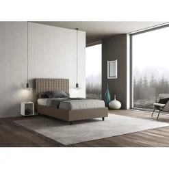 Ityhome Lit coffre capitonné 120x200 Sunny simili cuir cappuccino* Lit Coffre