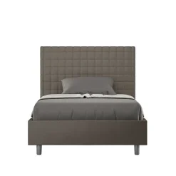 Ityhome Lit coffre capitonné 120x200 Sunny simili cuir cappuccino* Lit Coffre