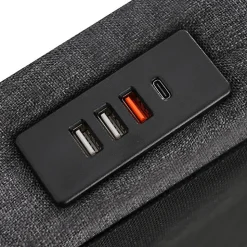 Lit coffre capitonné 90x200cm avec LED et ports de charge USB - tissu en Lin - tête de lit avec espace de rangement - Gris><noscript><img width=