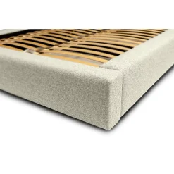 Meublorama Lit coffre CERVIN Taupe sablé bouclé 180x200 cm Sommier relevable Design haut de gamme* Lit Double