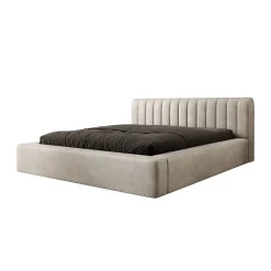Lit coffre CERVIN Velours doux Lin naturel 180x200 cm Sommier relevable Design élégant><noscript><img width=