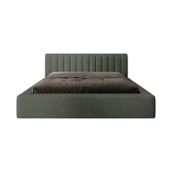 Lit coffre CERVIN Velours doux Sauge Nocturne 140x200 cm Sommier relevable Design élégant>Meublorama New
