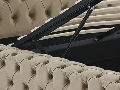 Vente-unique Lit coffre chesterfield 160 x 200 cm - Velours - Taupe + Matelas - DULENI* Ensemble Sommier Et Matelas