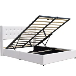 Nuits D'Or Lit coffre de rangement 140x200 cm - montage facile - 14 lattes - confort optimal - design moderne -* Lit Coffre