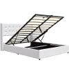 Nuits D'Or Lit coffre dehoussable blanc 120x190 cm - avec tete de lit capitonnee - 12 lattes - - entretien facile - lit de rangement* Lit Coffre