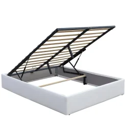 Lit coffre dehoussable blanc - 120x200 cm - montage rapide - 12 lattes - - espace de rangement - tendance et pratique>King Of Dreams Outlet