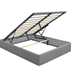 Lit coffre dehoussable 140x190 cm gris avec pieds - 12 lattes - montage rapide et facile - design moderne ->King Of Dreams Hot