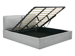 Vente-unique Lit coffre déhoussable 180 x 200 cm - Tissu - Gris clair + Matelas - TENESE* Ensemble Sommier Et Matelas