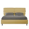 Ityhome Lit coffre double capitonné 160x200 en microfibre ocre Nandy* Lit Double