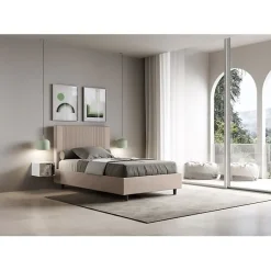 Lit coffre double capitonné 160x200 Nandy microfibre bleu>Ityhome Sale