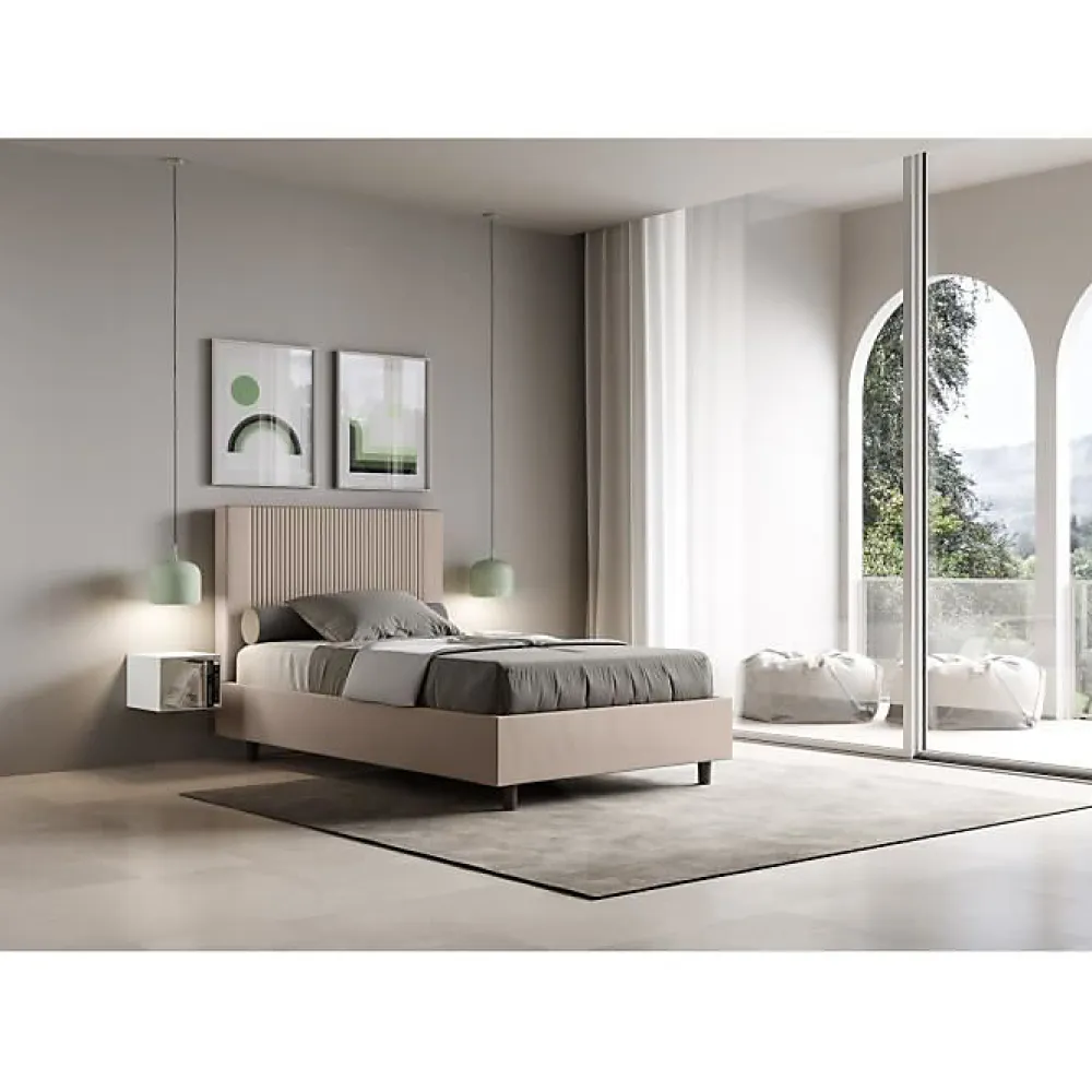 Lit coffre double capitonné 160x200 Nandy microfibre bleu>Ityhome Sale