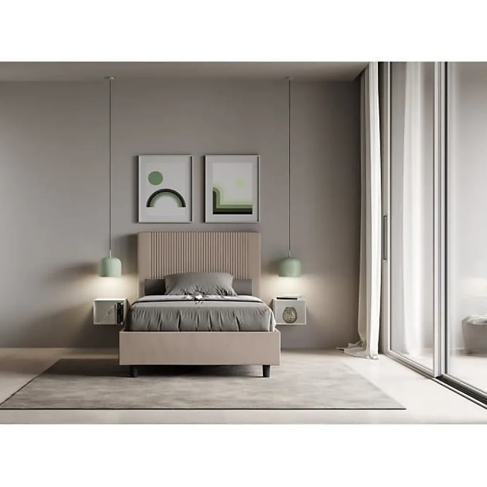 Lit coffre double capitonné 160x200 Nandy microfibre bleu>Ityhome Sale