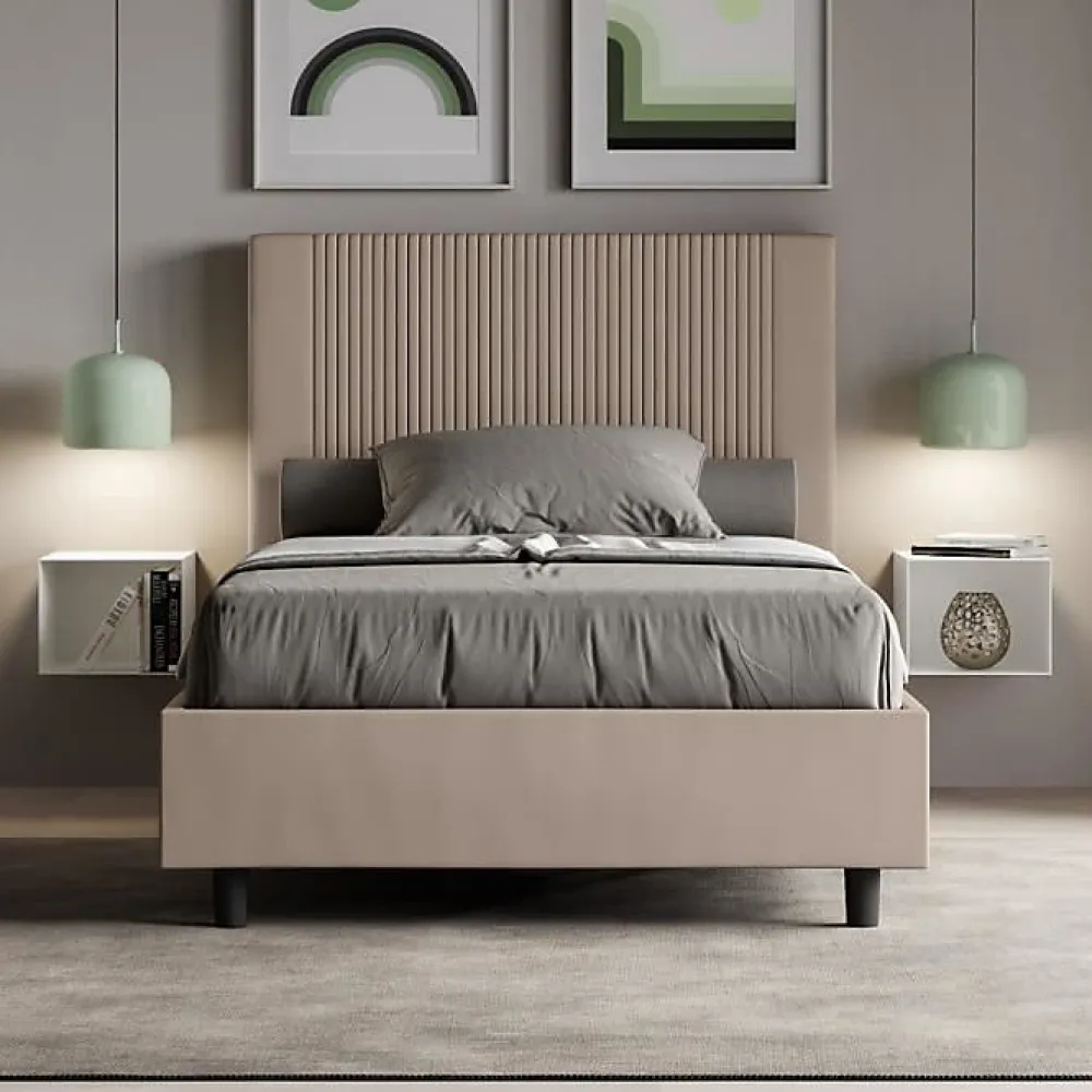 Lit coffre double capitonné 160x200 Nandy microfibre bleu>Ityhome Sale