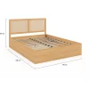 IDMarket Lit coffre double EDHEN avec tête de lit cannage et sommier 140 x 190 cm coloris bois* Lit Coffre