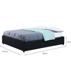 IDMarket Lit coffre double MIAMI avec sommier 140 x 190 cm PVC noir* Lit Avec Rangement