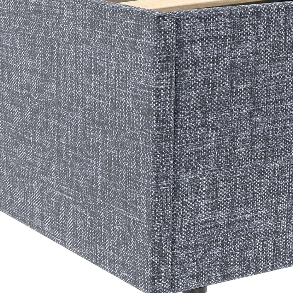 Lit coffre double NORFOLK avec tête de lit et sommier 140 x 190 cm tissu gris anthracite>IDMarket Discount