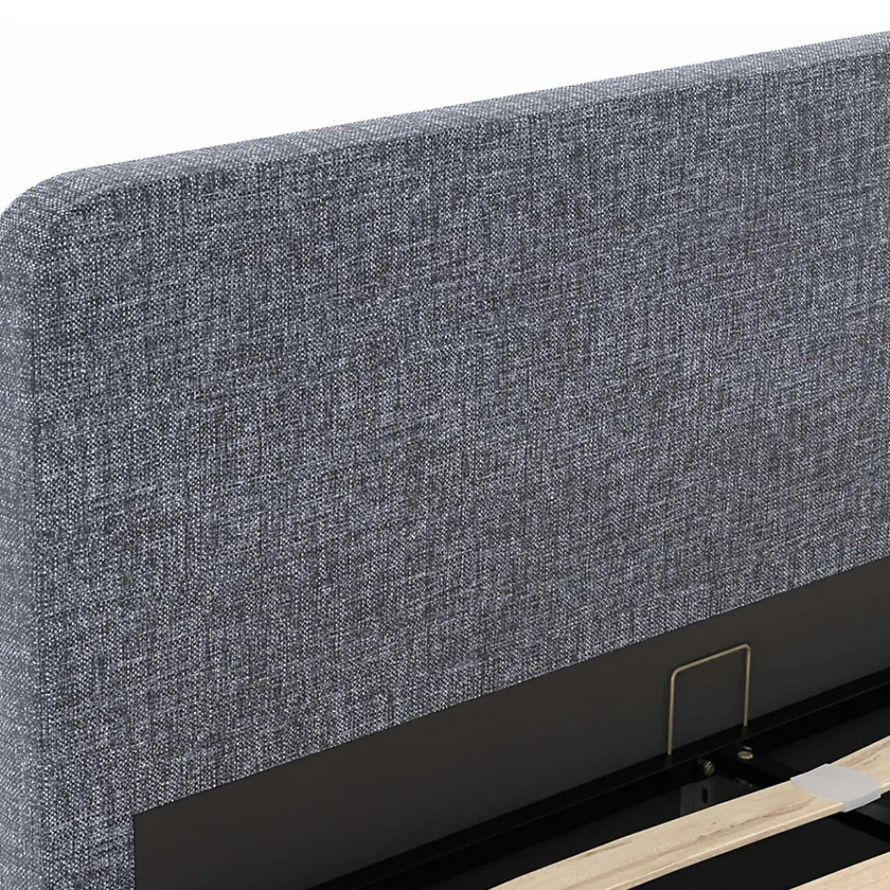Lit coffre double NORFOLK avec tête de lit et sommier 140 x 190 cm tissu gris anthracite>IDMarket Discount