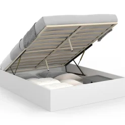 IDMarket Lit coffre double SANDSIDE avec sommier 160 x 200 cm blanc* Lit Avec Rangement