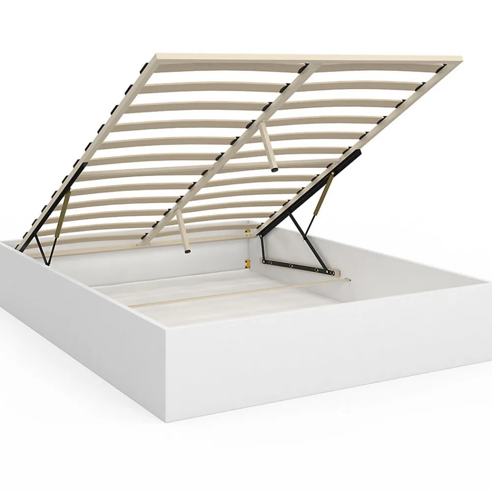 Lit coffre double SANDSIDE avec sommier 140 x 190 cm blanc>IDMarket Sale