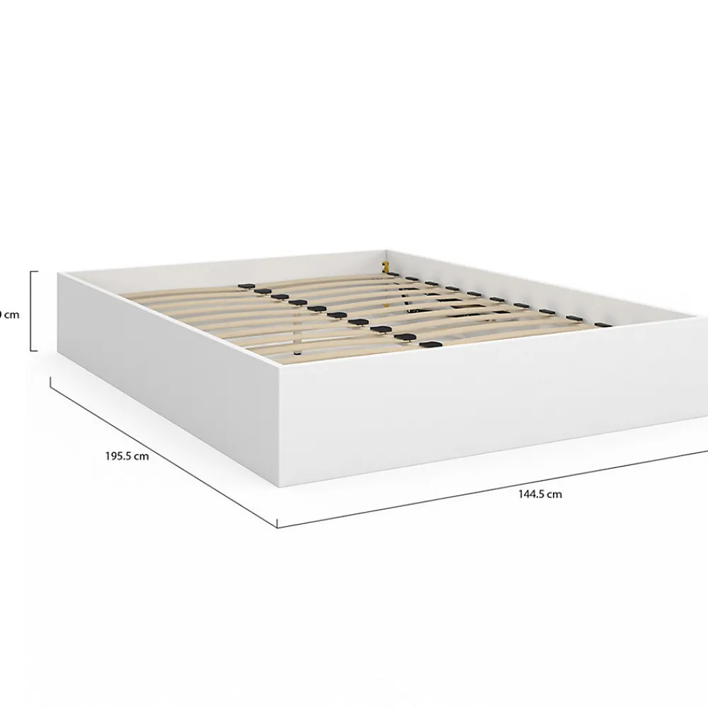 Lit coffre double SANDSIDE avec sommier 140 x 190 cm blanc>IDMarket Sale
