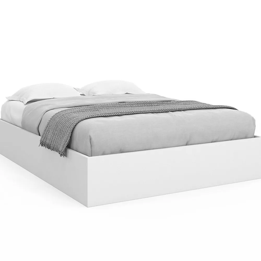 Lit coffre double SANDSIDE avec sommier 140 x 190 cm blanc>IDMarket Sale
