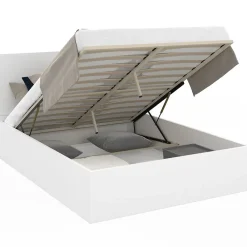 IDMarket Lit coffre double SEASIDE avec tête de lit et sommier 140 x 190 cm blanc* Lit Avec Rangement