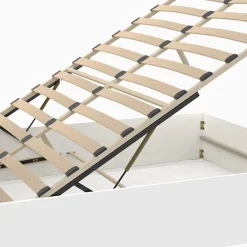 IDMarket Lit coffre double SEASIDE avec tête de lit et sommier 140 x 190 cm blanc* Lit Avec Rangement