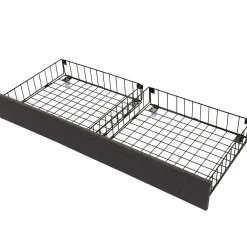 Okwish Lit Coffre Double 140x190 cm - Lit Hydraulique avec Rangement et Éclairage LED - Tissu Lin - Sans Matelas - Gris* Lit Coffre