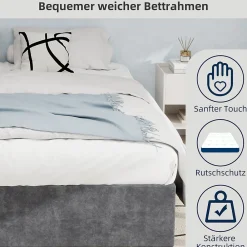 Lit Coffre Double 160x200 cm, Lit Adulte avec Vérin Hydraulique et Cadre Moderne, Sans Matelas, Gris><noscript><img width=