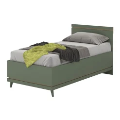 Meublorama Lit coffre enfant NOKI 100x200 cm vert et bois Style scandinave*Enfant Lit Enfant