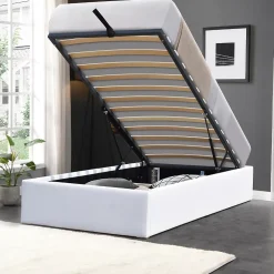 Nuits D'Or Lit coffre gris Loris 90x200 avec pieds - montage rapide - rangement optimal - design moderne - espace de* Lit Coffre