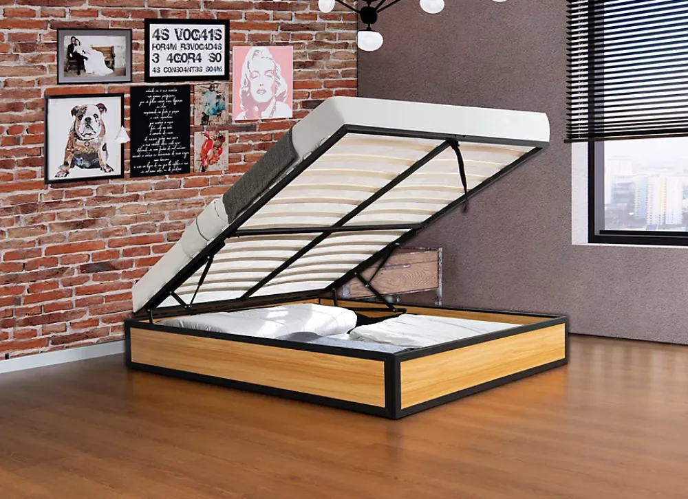 Concept Usine Lit coffre industriel 140 x 190 cm - JERSEY* Lit Coffre