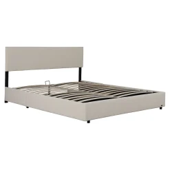 Corium Lit coffre Juva rembourré avec velours côtelé 160 x 200 cm beige* Lit Coffre