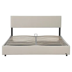 Corium Lit coffre Juva rembourré avec velours côtelé 160 x 200 cm beige* Lit Coffre