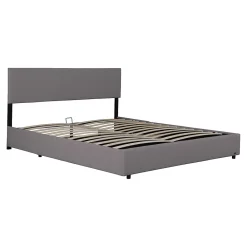 Corium Lit coffre Juva rembourré avec velours côtelé 180 x 200 cm gris* Lit Coffre