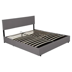Corium Lit coffre Juva rembourré avec velours côtelé 160 x 200 cm gris* Lit Coffre