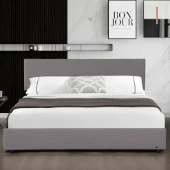 Corium Lit coffre Juva rembourré avec velours côtelé 160 x 200 cm gris* Lit Coffre