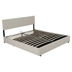 Corium Lit coffre Juva rembourré avec velours côtelé 180 x 200 cm beige* Lit Coffre