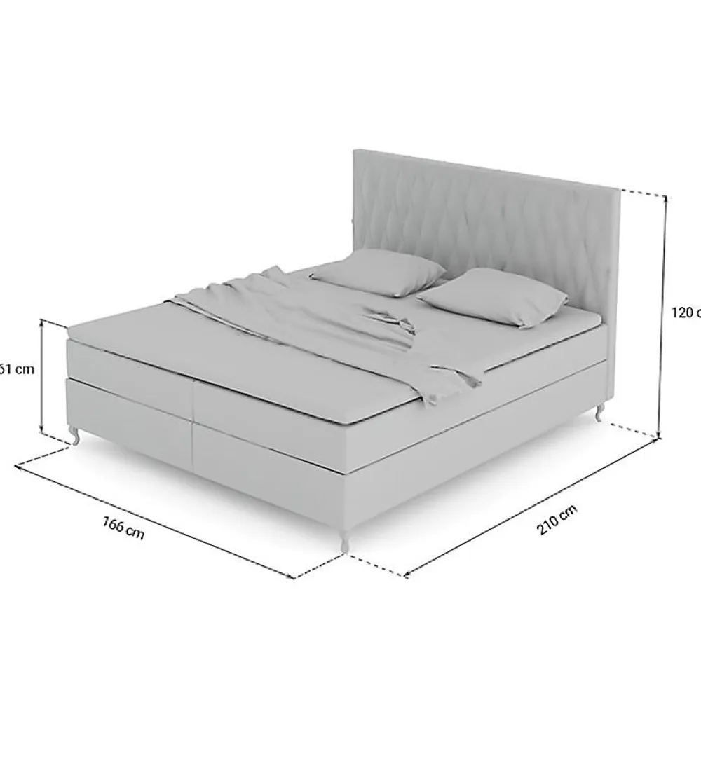 Lit Coffre KINGSTON 160x200 cm Velours Beige avec Tete de Lit Matelas Inclus et Rangement Integre>Pro Et Discount Online