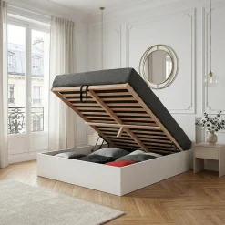 Lit coffre MADRID 140x200 + 1 sommier / Blanc>Weber Industries Discount