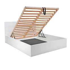 Lit coffre MADRID 140x200 + 1 sommier / Blanc><noscript><img width=